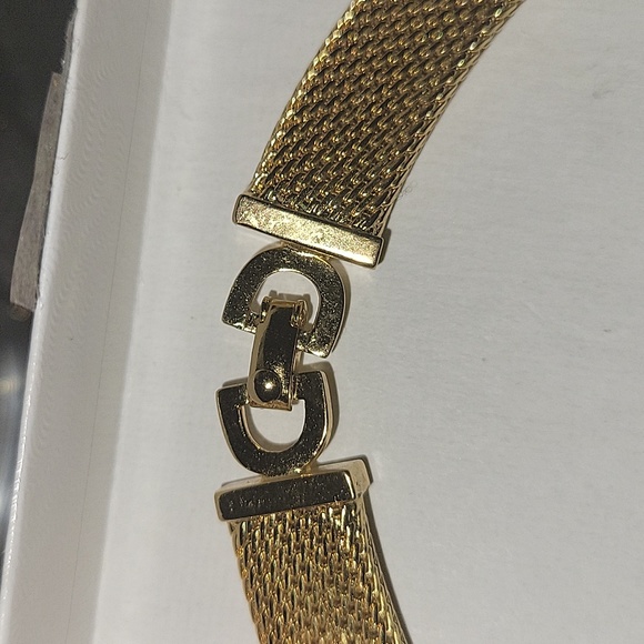Vtg Christian Dior Statement Yellow Rhinestone Gold Tone Collar Necklace - Picture 4 of 7